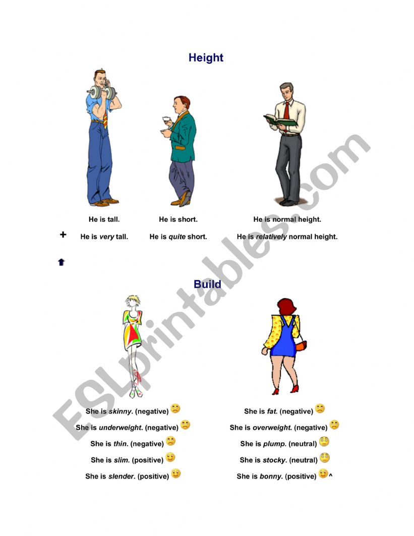 People appearance vocabulary worksheet
