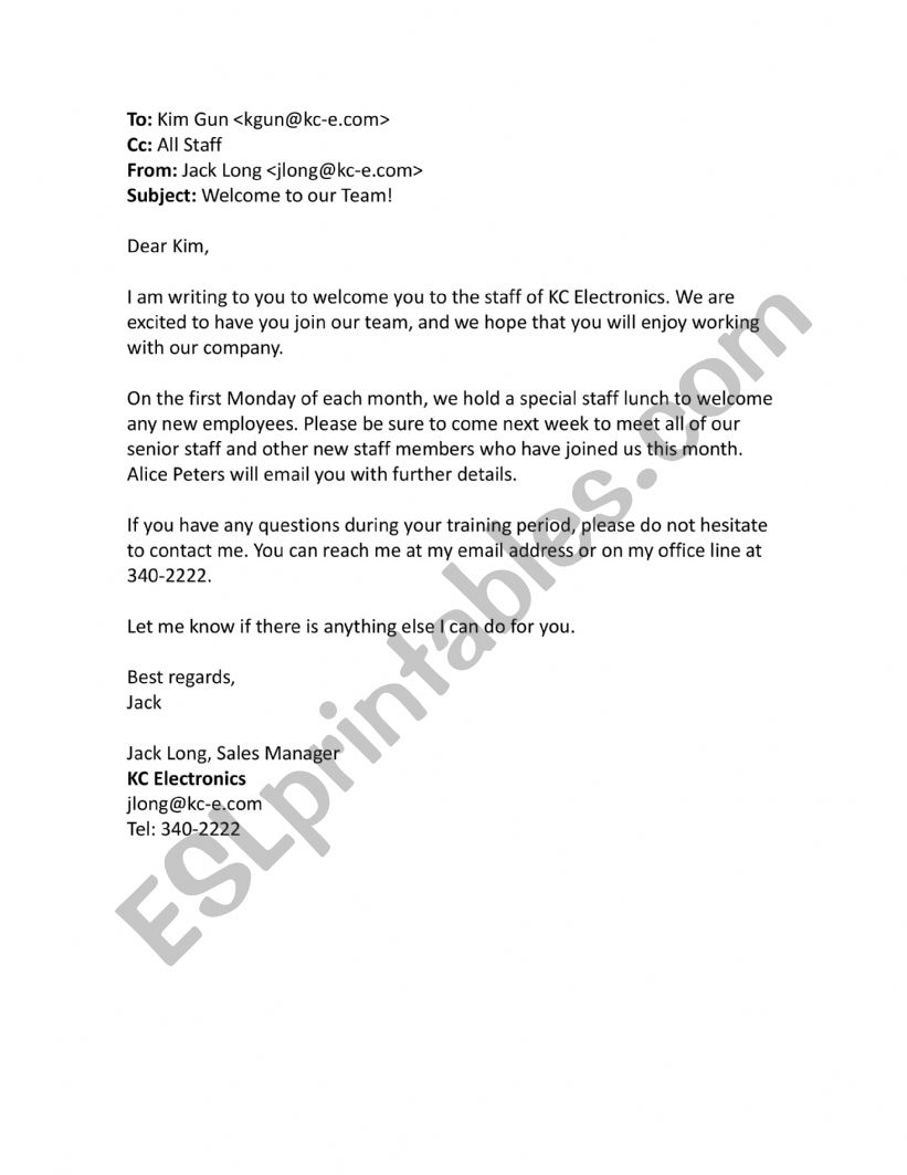 Business Letters Examples worksheet