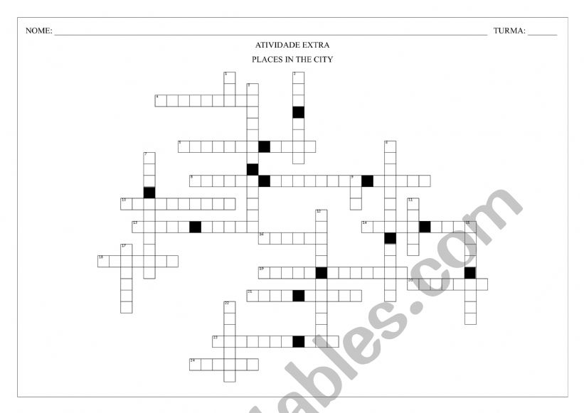 PLACES IN THE CITY - CROSSWORDS