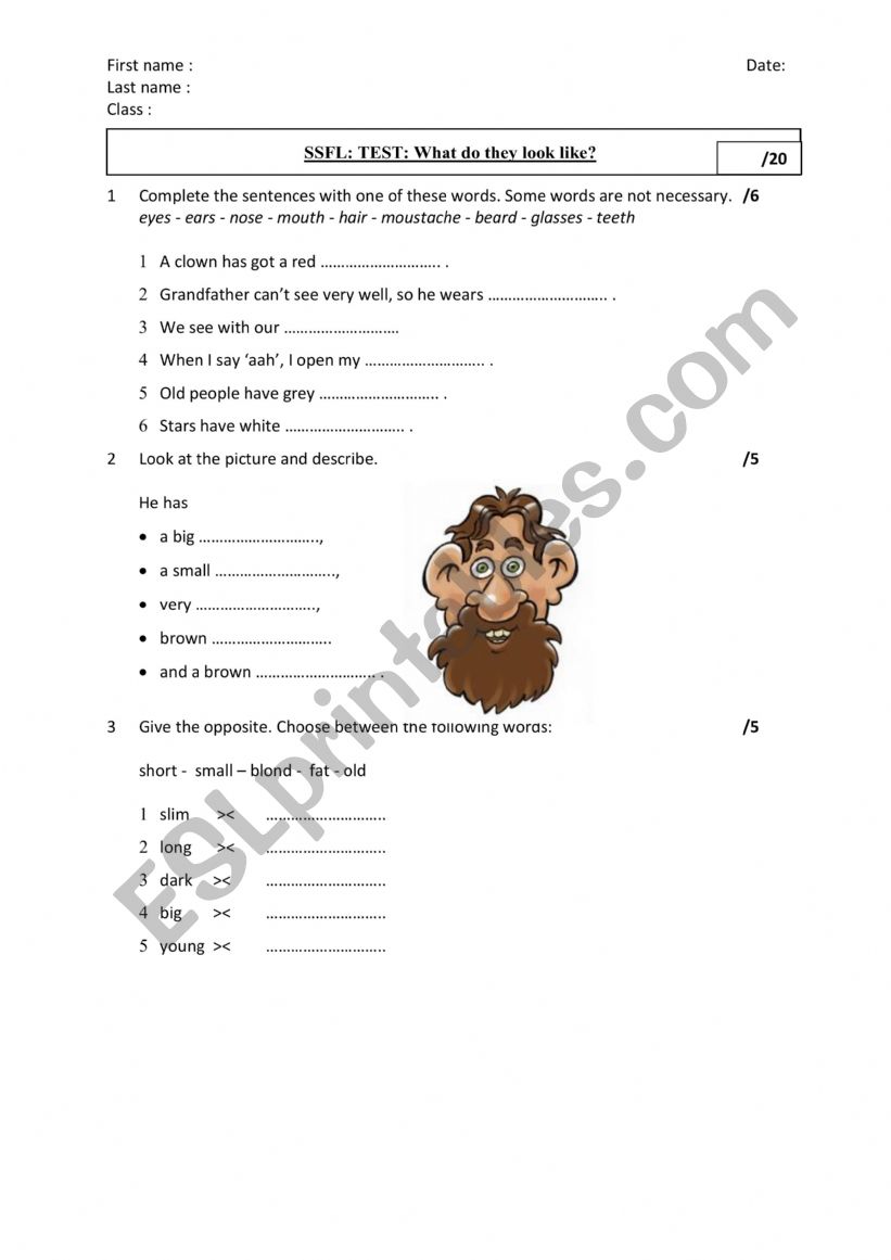 describing people worksheet