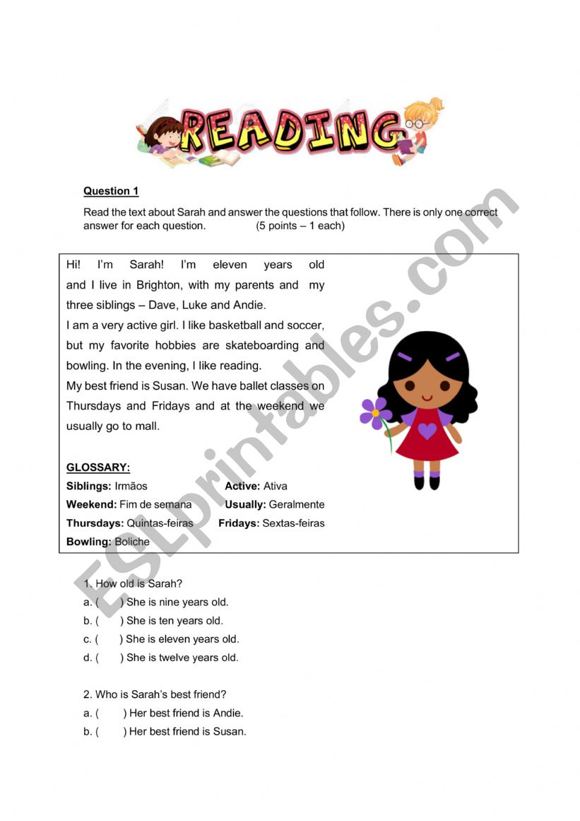 MULTIPLE CHOICE TEST WITH KEY worksheet