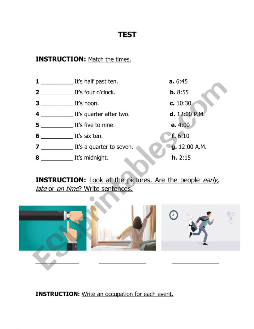 TIME worksheet