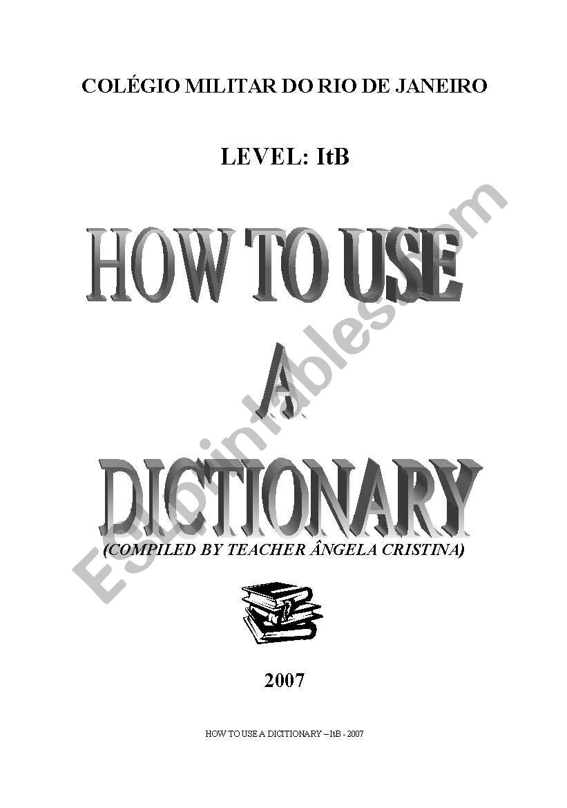 How to use a dictionary worksheet