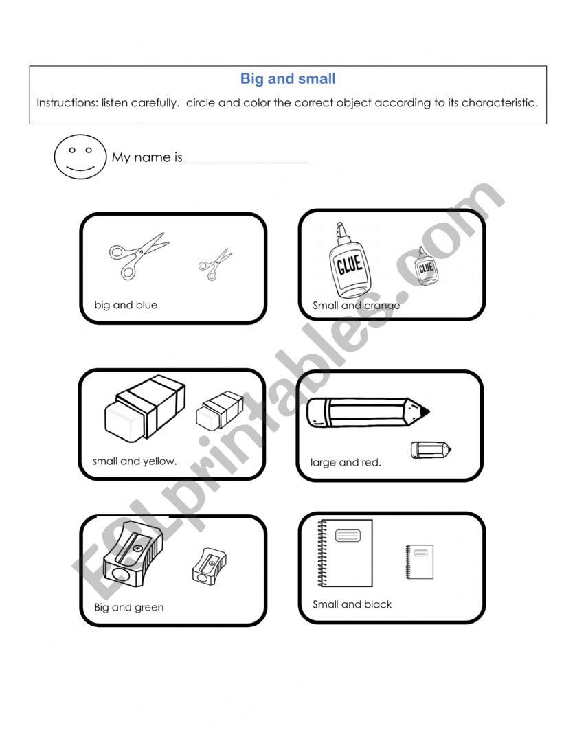 big and small worksheet worksheet