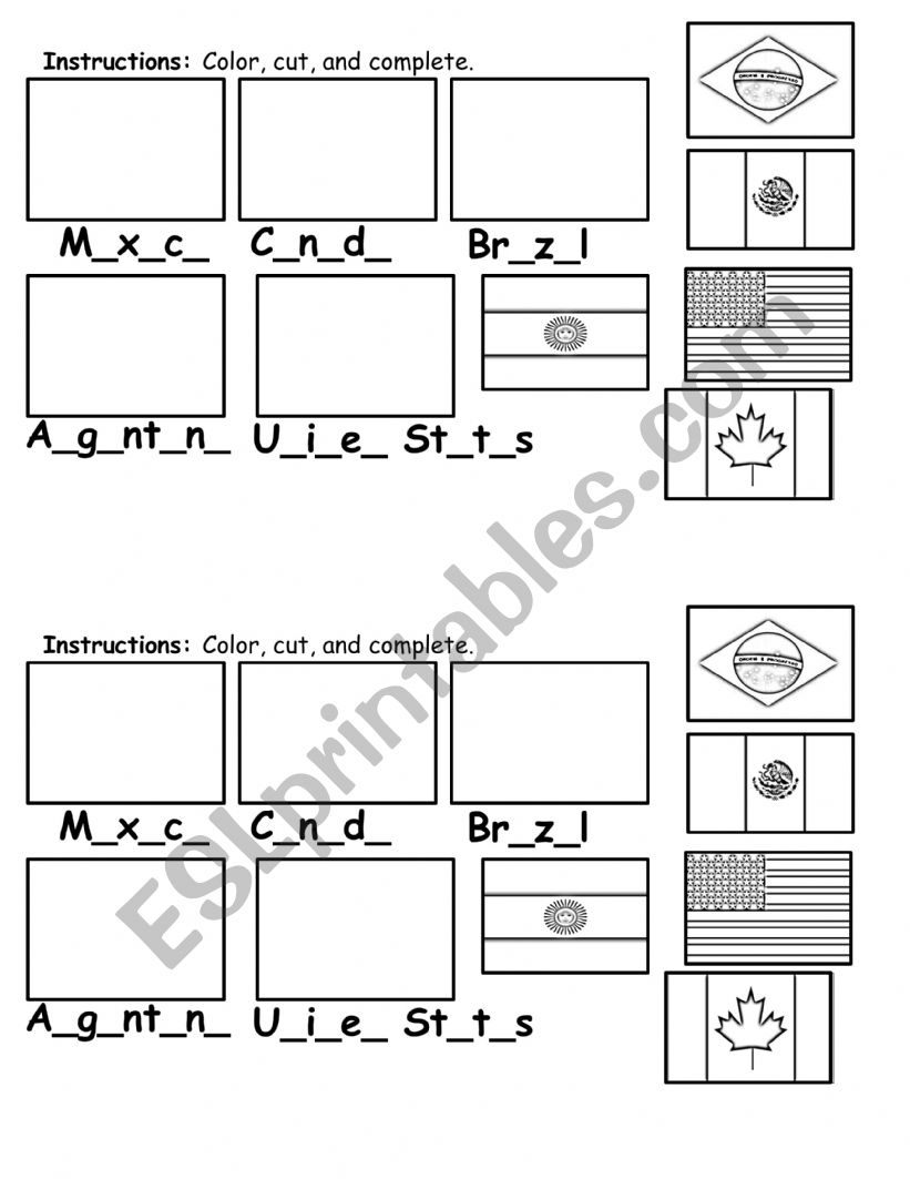 Flags  worksheet