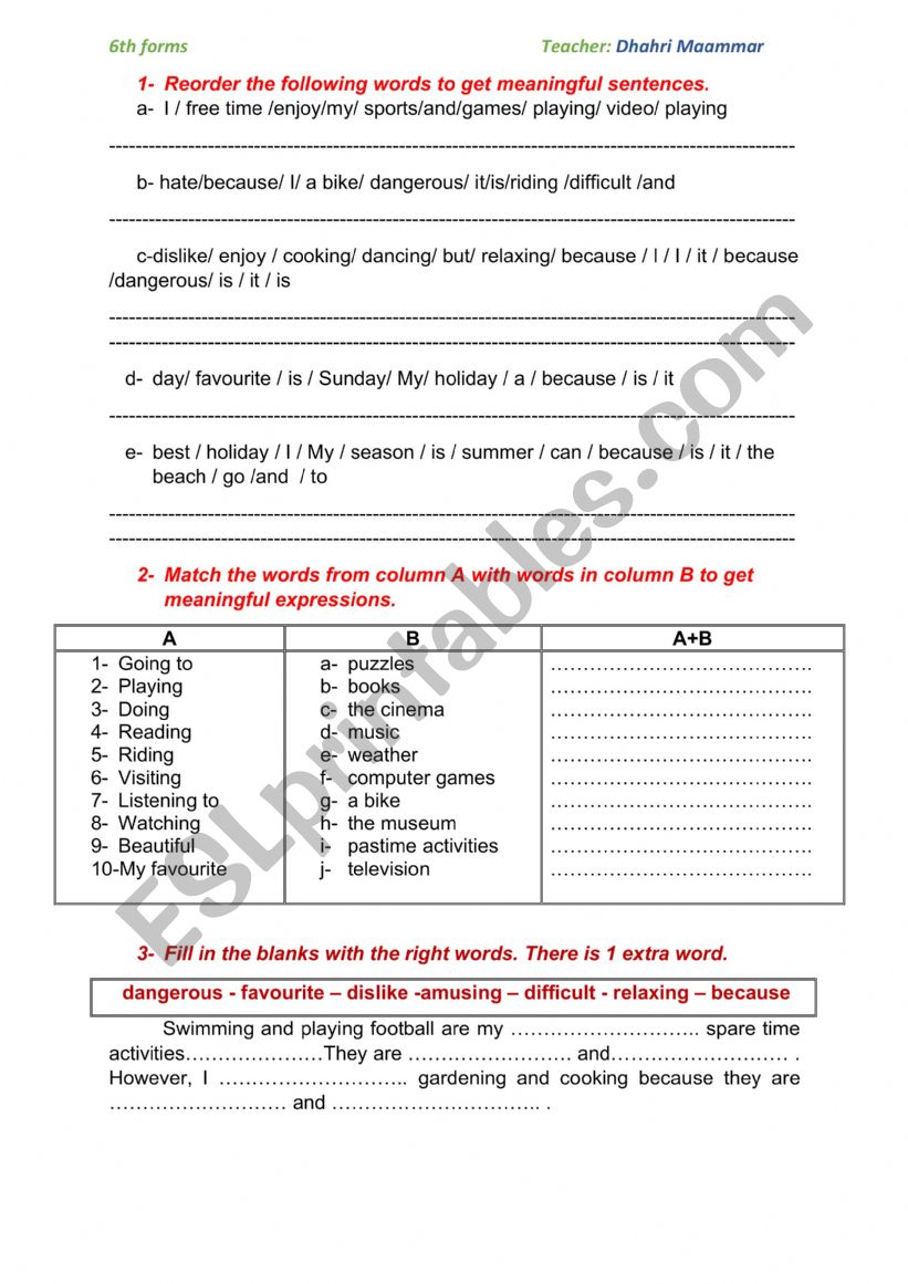 6th form revision papers worksheet