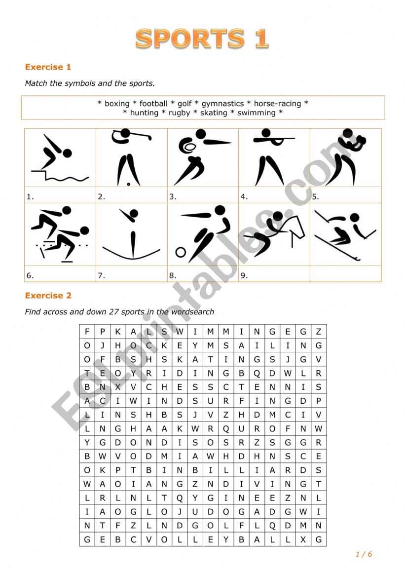 Sport 1 worksheet