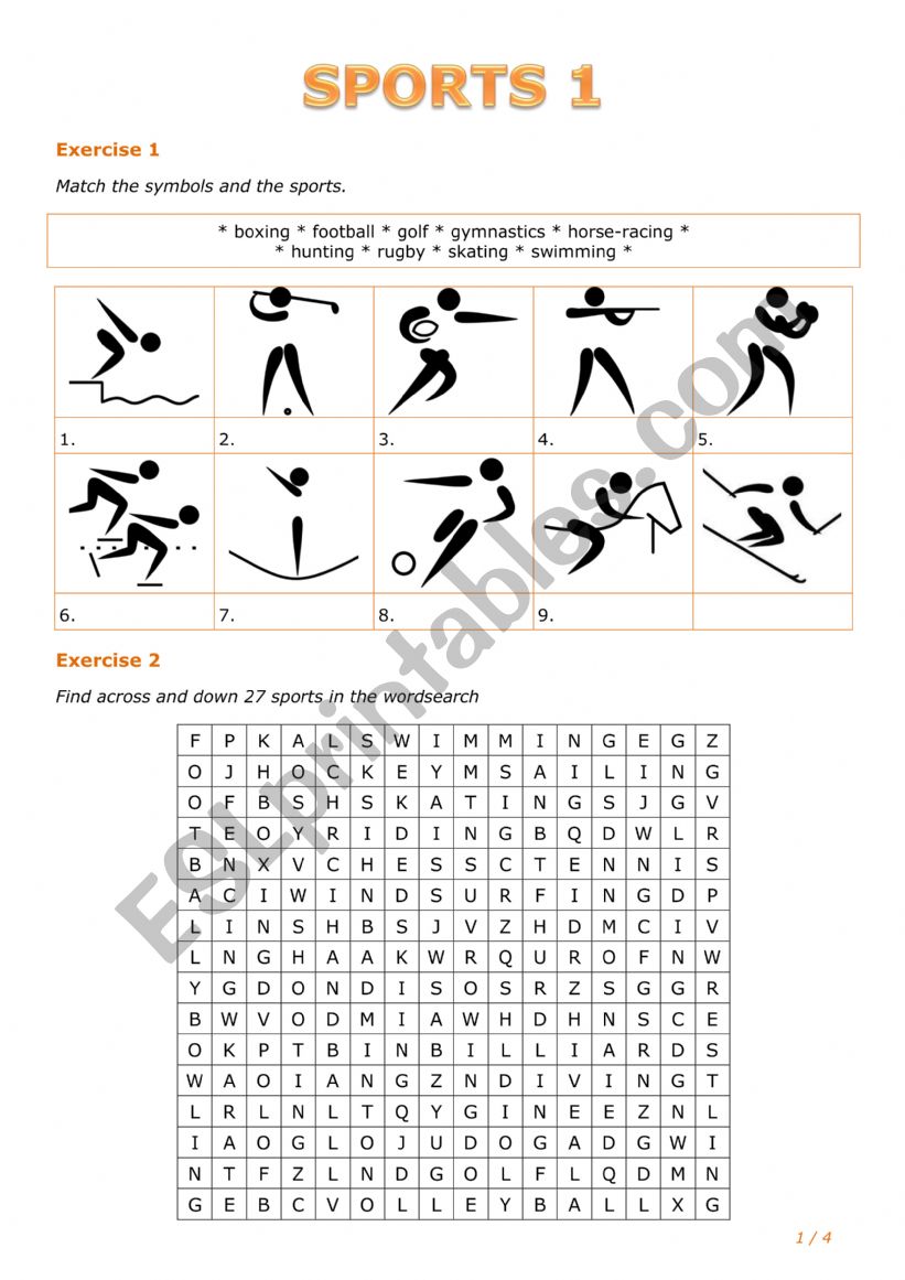 Sports 1 worksheet