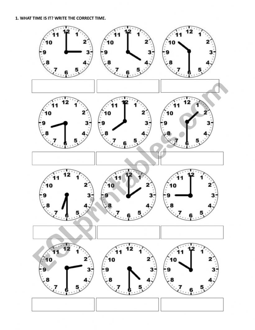 Telling the time worksheet