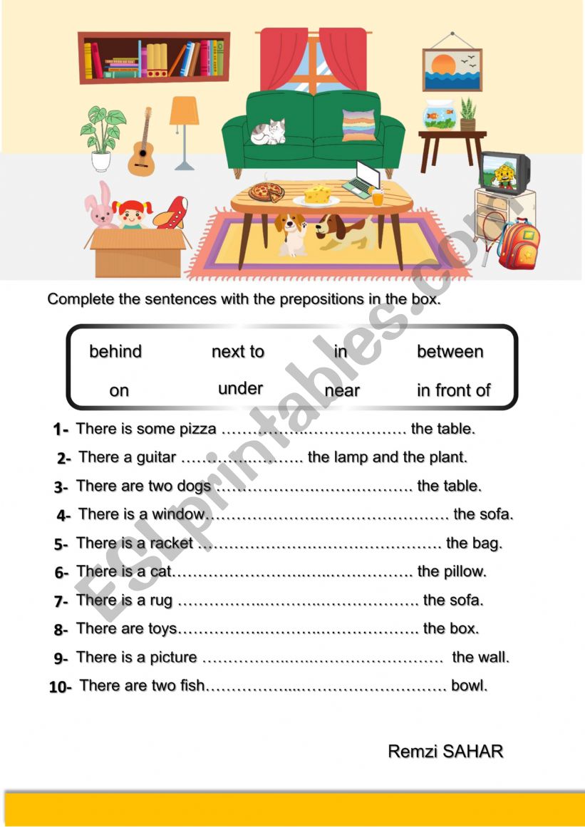 Prepositions of Place worksheet