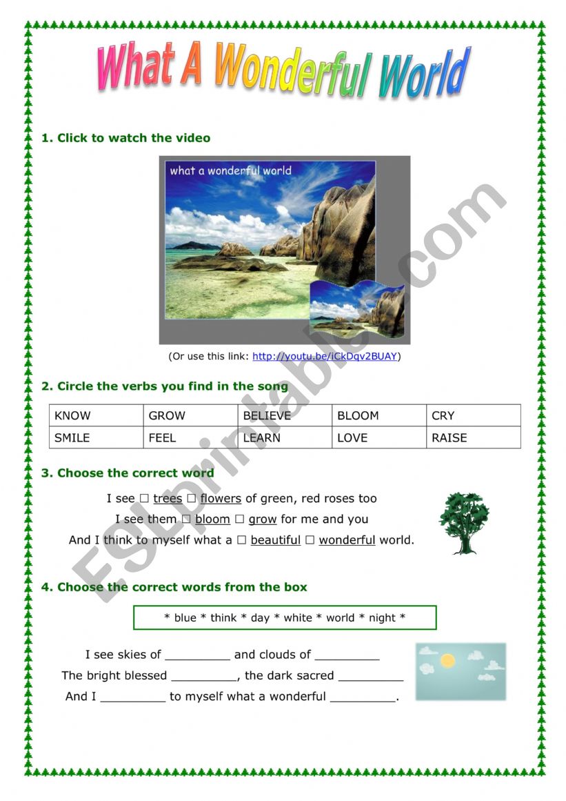 What a Wonderful World worksheet