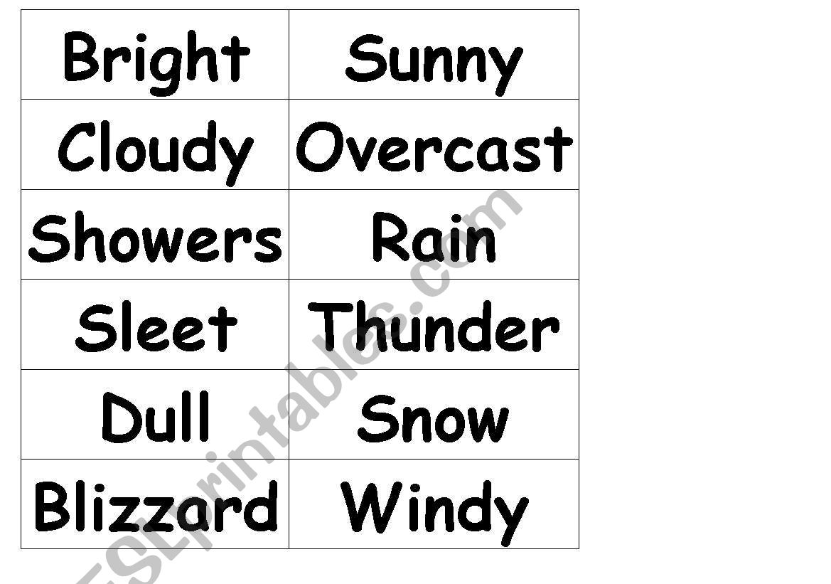 Match cards for weather worksheet