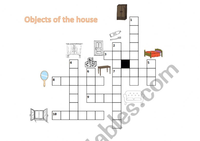 Objects of the house worksheet