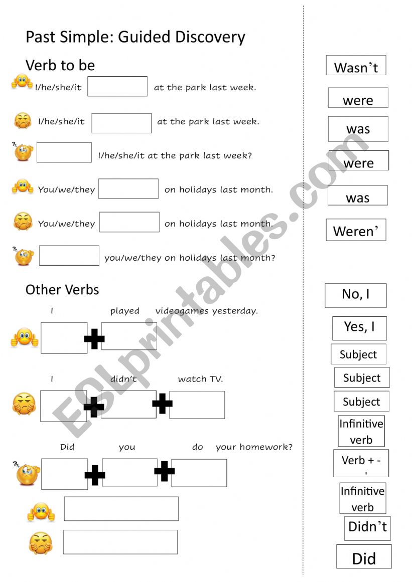 Past Simple Guided Discovery worksheet