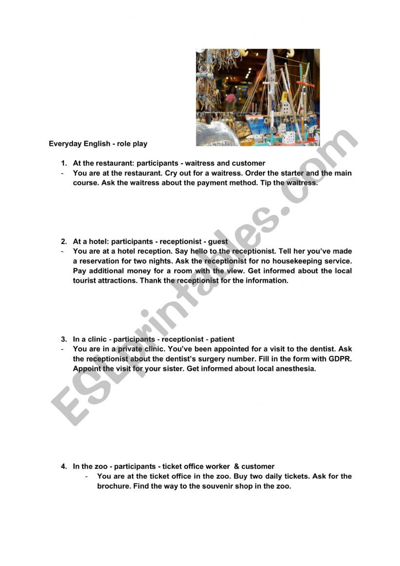 Everyday English - role play worksheet