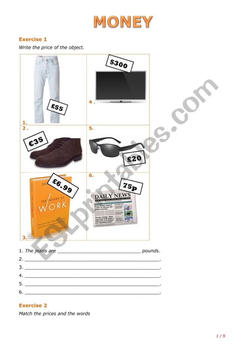 Money worksheet