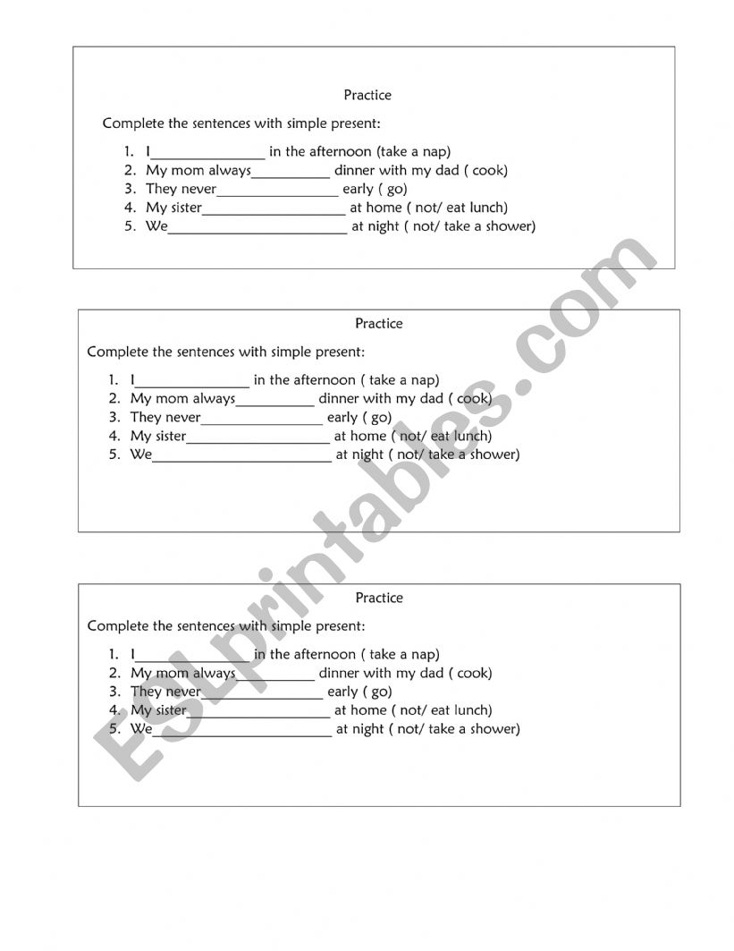 practice worksheet