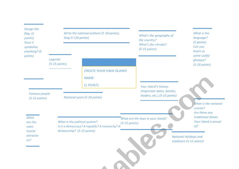 Create your own island worksheet