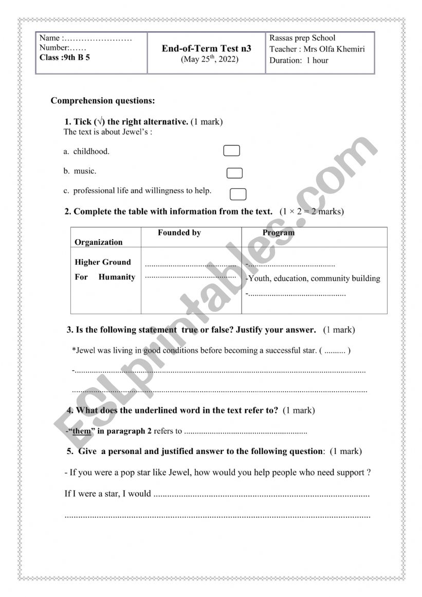 end term test n3 2022 worksheet