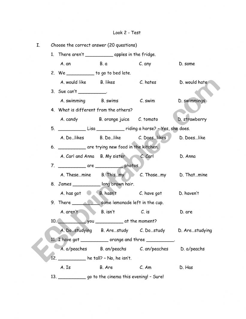 Revision worksheet
