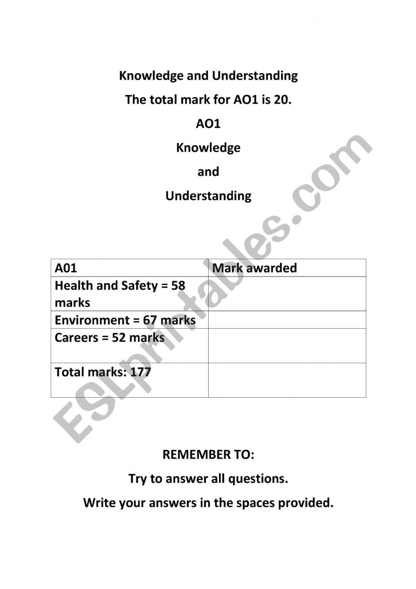 Tour Guiding worksheet