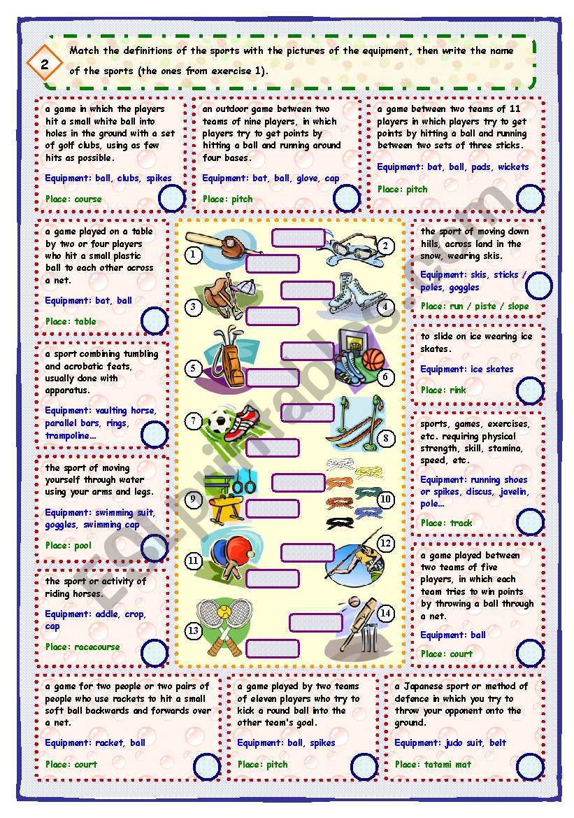 Sports and equipment - 3 skills (part 2 of 2)