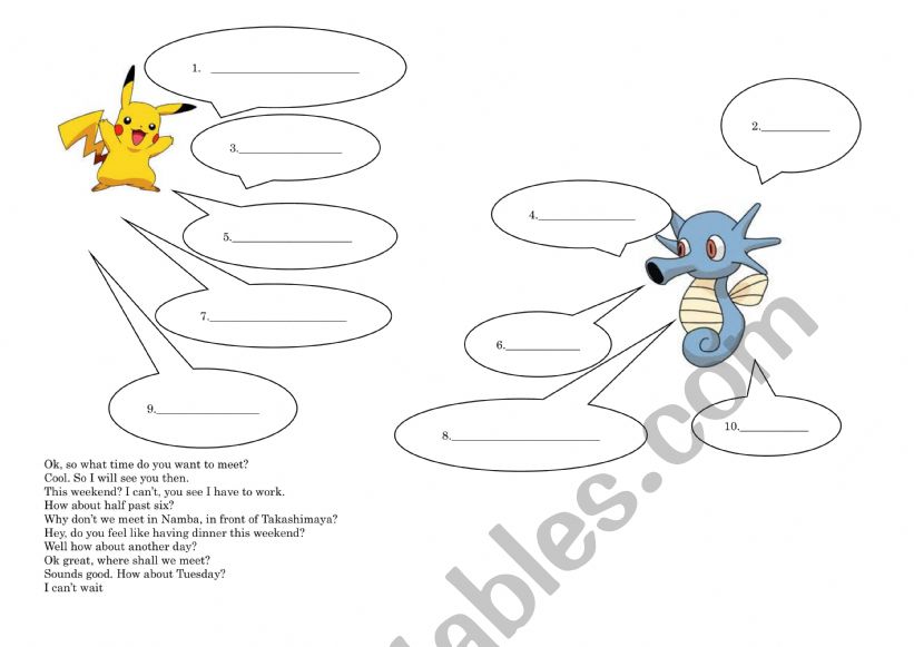 fill in the conversation  worksheet