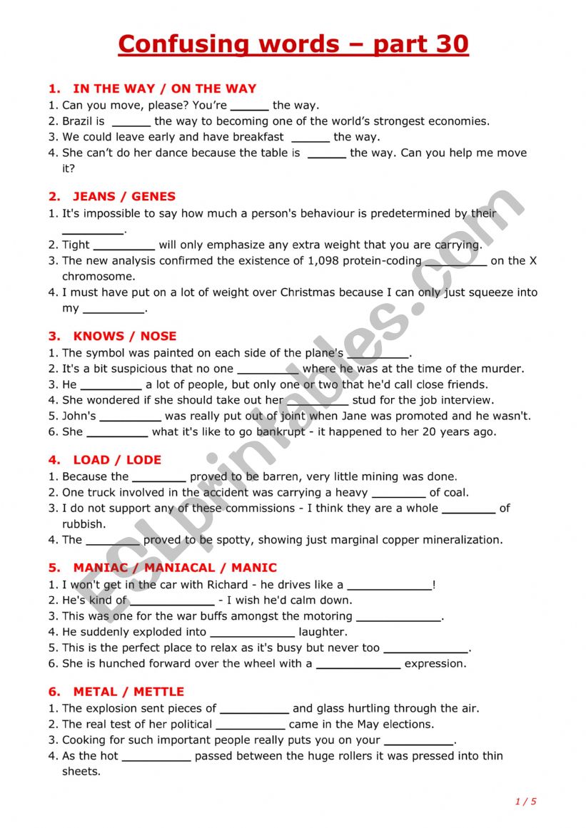 Confusing words - part 30 worksheet