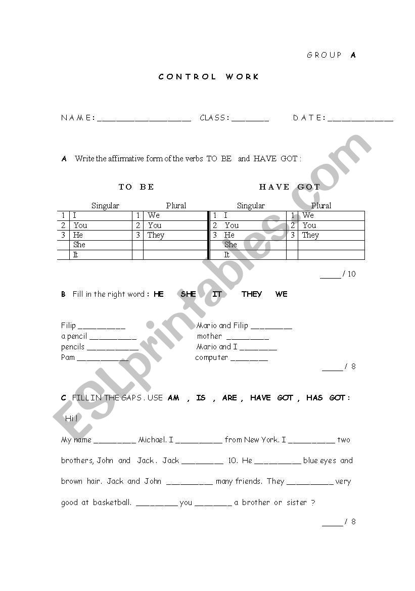 Testing grammar worksheet