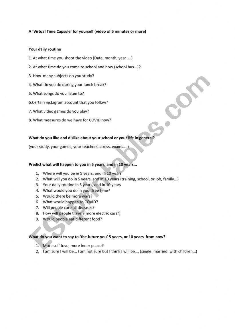 Virtual Capsule Oral  worksheet
