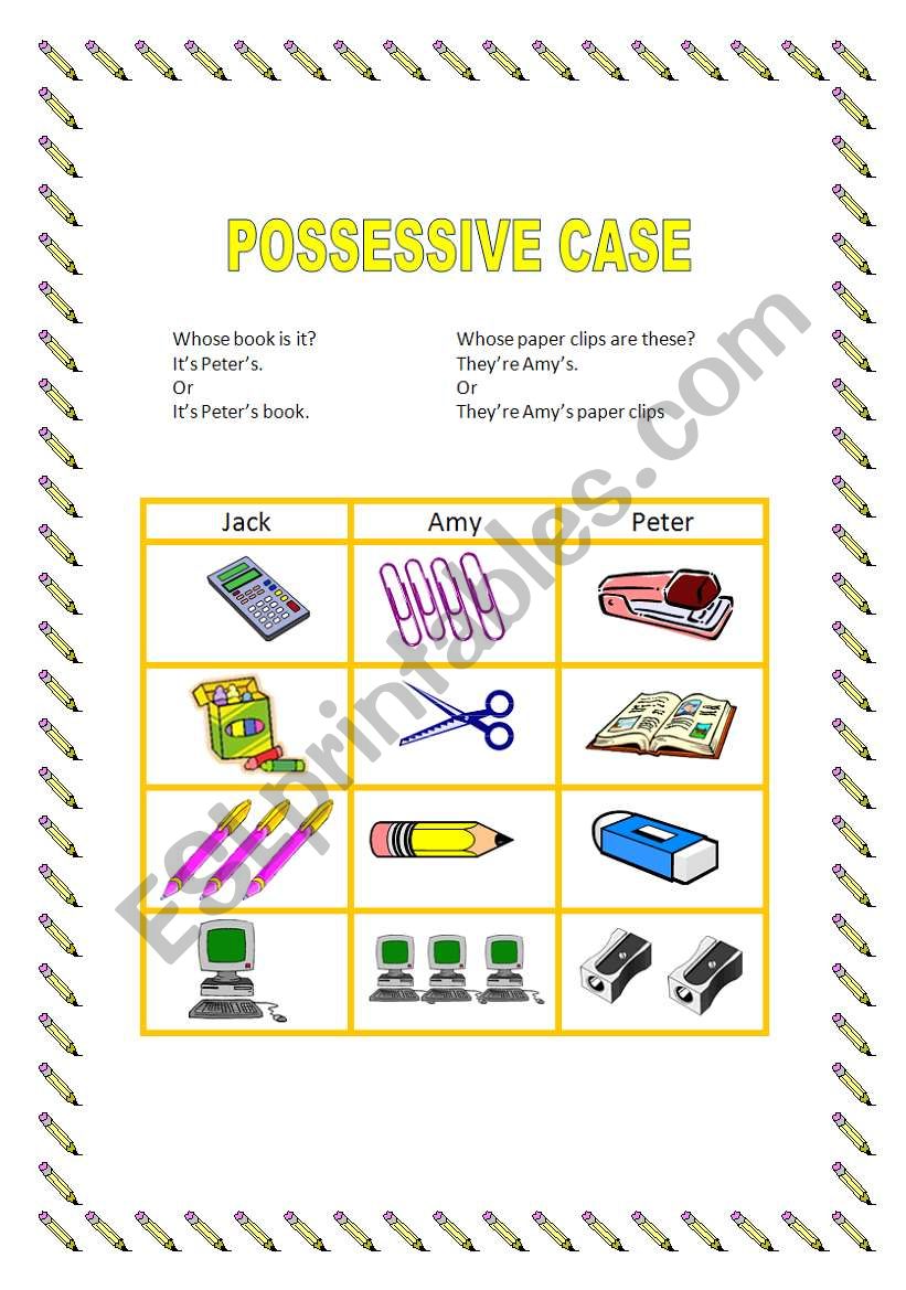 possessive case /  objects worksheet