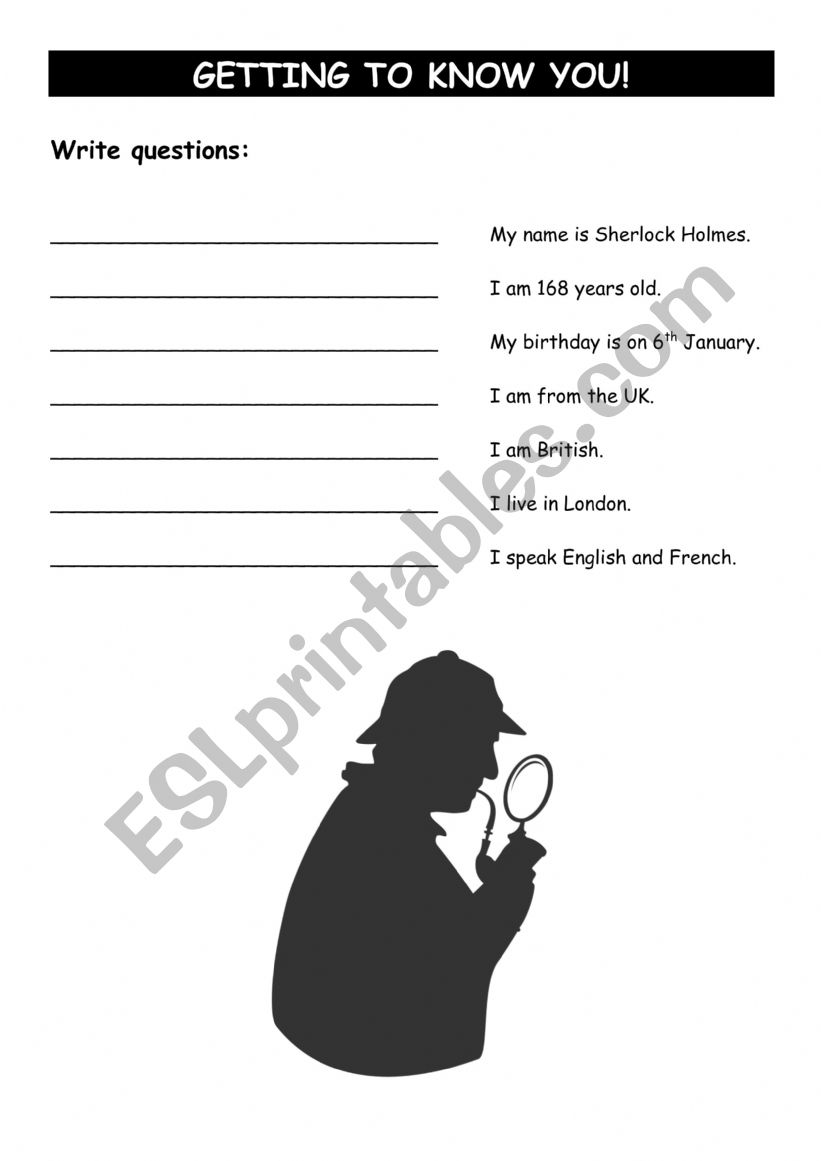 Sherlock Holmes worksheet
