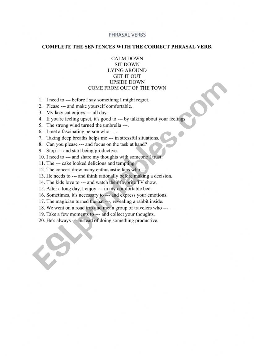 Phrasal Verb worksheet