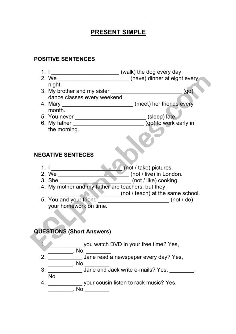 Simple Present worksheet