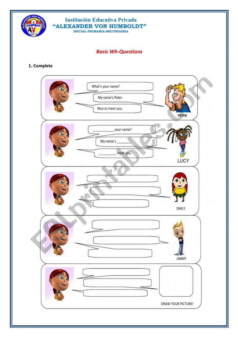 Wh-questions worksheet