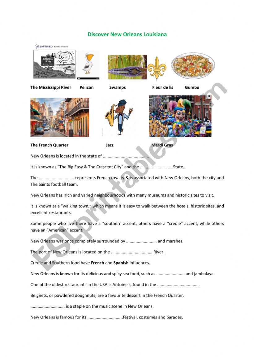 new Orleans worksheet