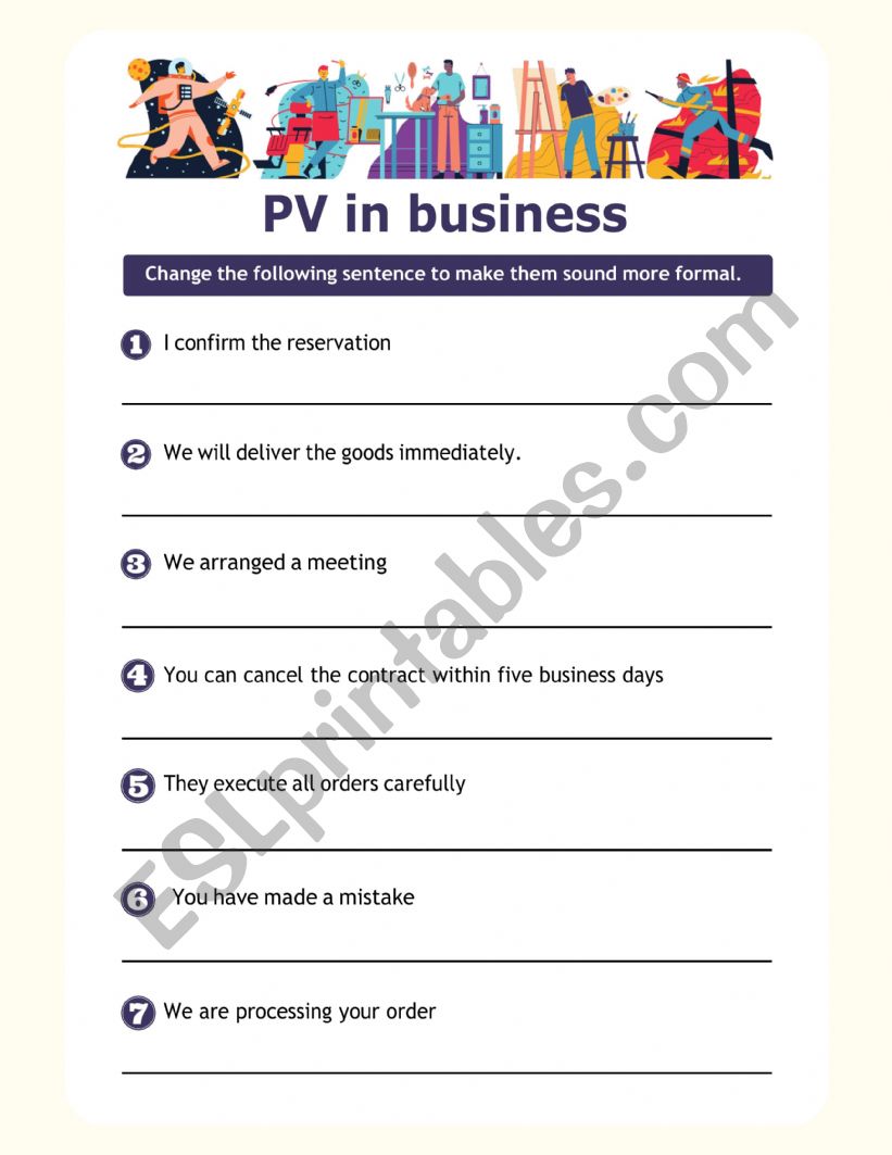 PASSIVE IN BUSINESS worksheet