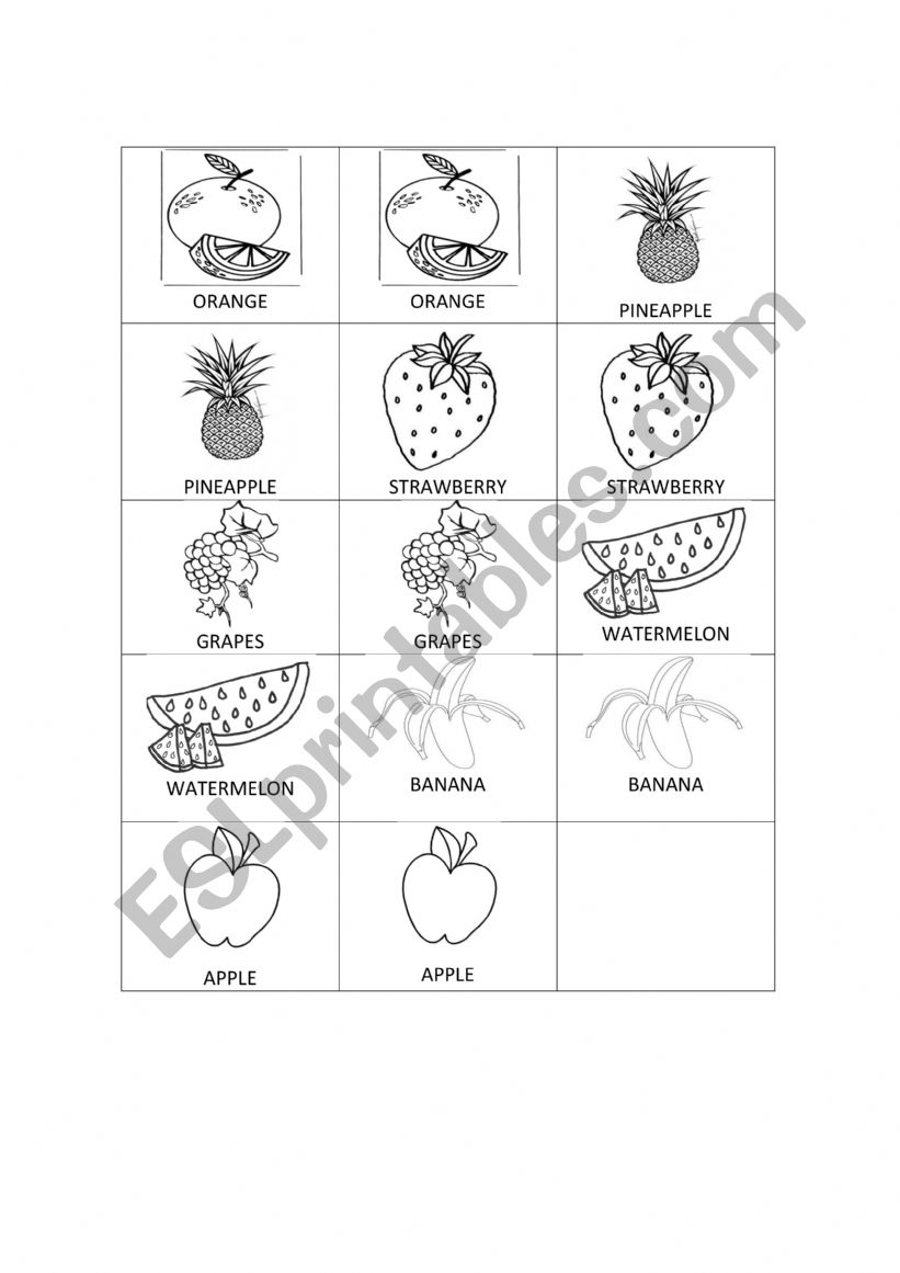 FRUIT MEMORY GAME worksheet
