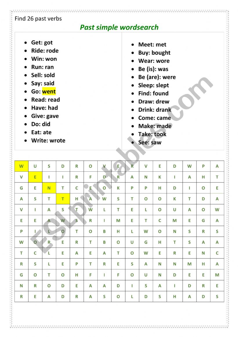 Past simple worksheet