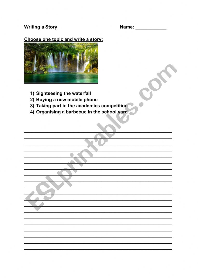 Writing a story worksheet