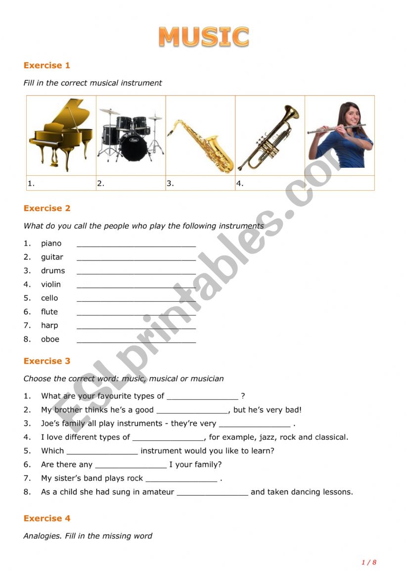 Music worksheet
