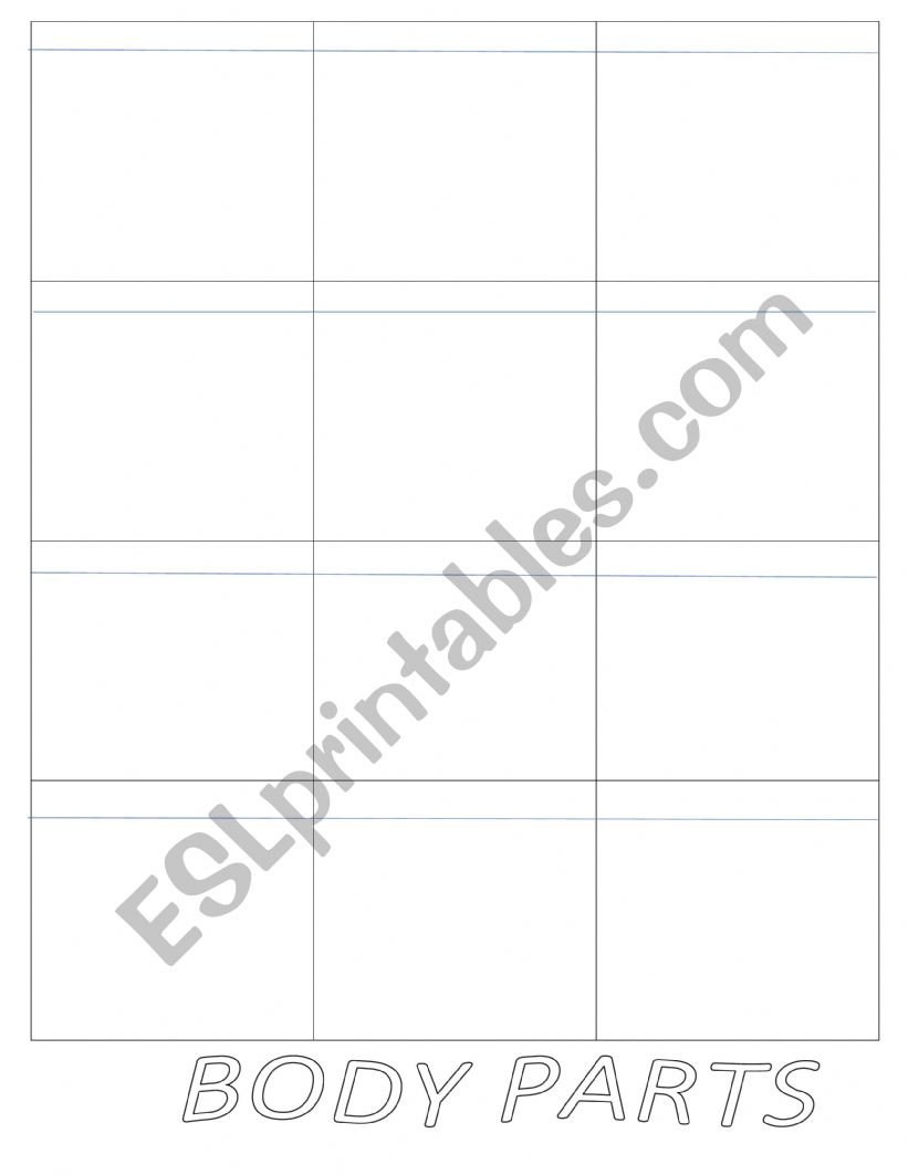 BODY PARTS CUT worksheet