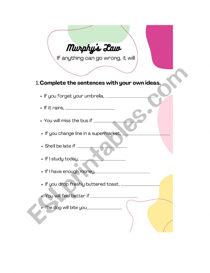 Muryphy�s Law worksheet