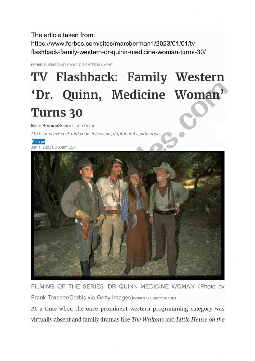 TV Flashback: Family Western Dr. Quinn, Medicine Woman Turns 30