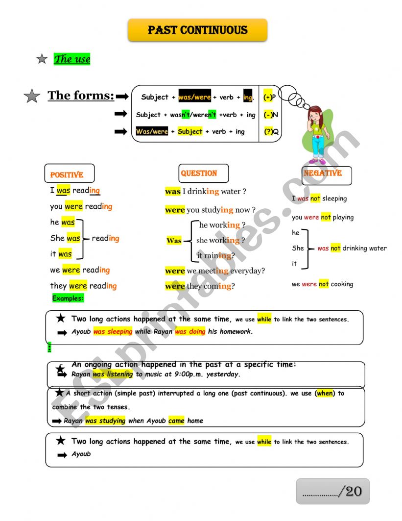 Past continuous+ Exercises + answer key