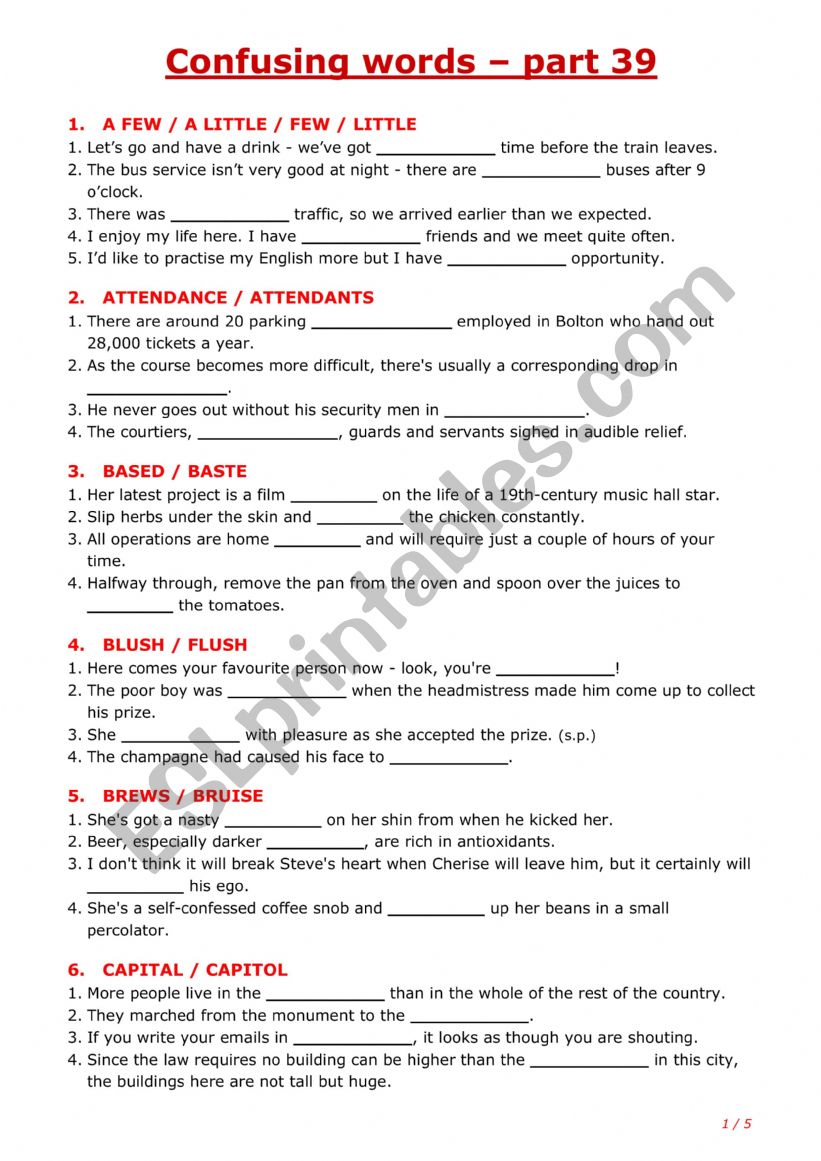 Confusing words - part 39 worksheet