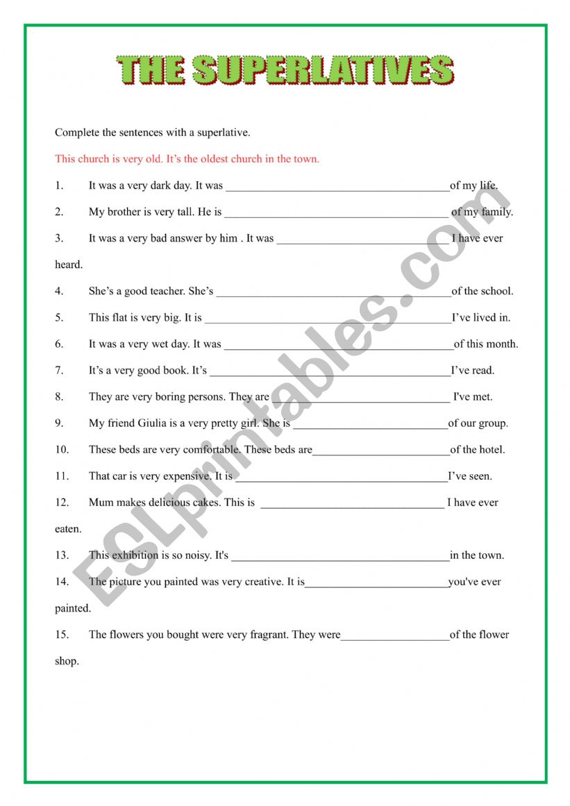 The superlative worksheet