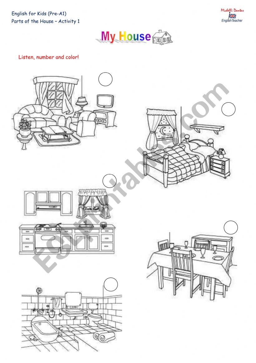 Parts of the house worksheet