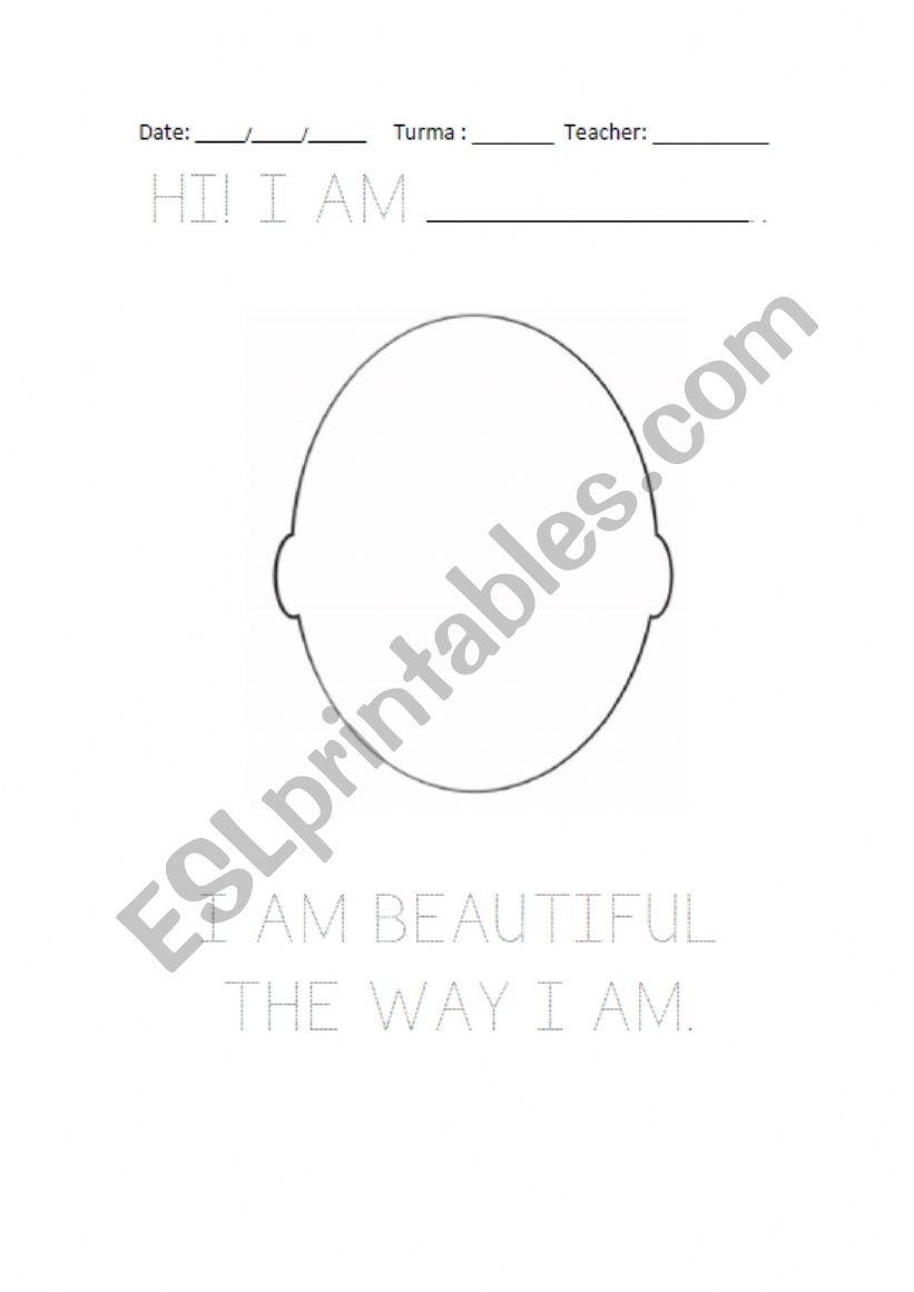 I am beautiful the way I am worksheet