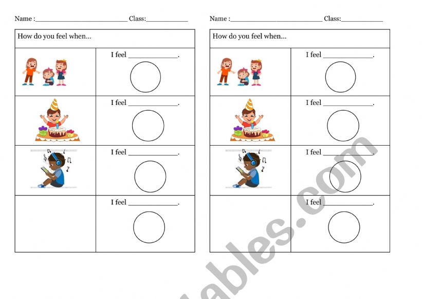 How do feel when... worksheet